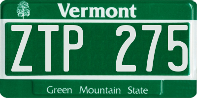 VT license plate ZTP275