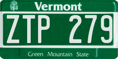 VT license plate ZTP279