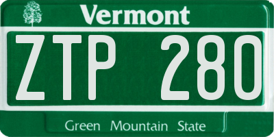 VT license plate ZTP280