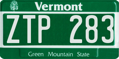 VT license plate ZTP283