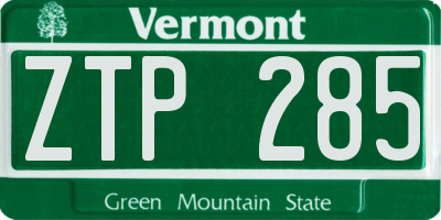 VT license plate ZTP285