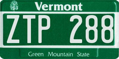 VT license plate ZTP288