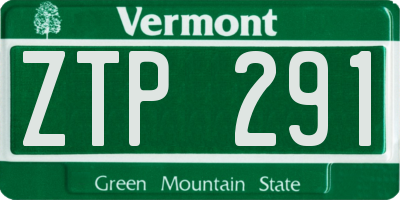 VT license plate ZTP291
