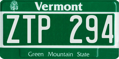 VT license plate ZTP294