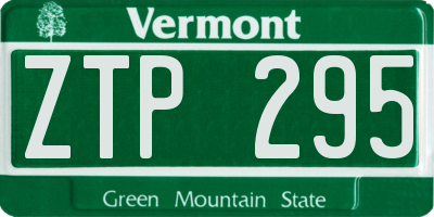 VT license plate ZTP295