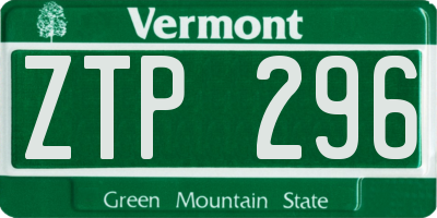 VT license plate ZTP296