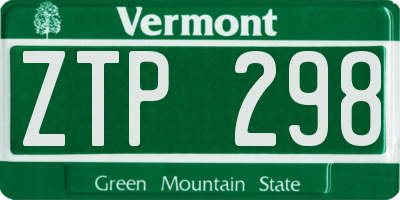VT license plate ZTP298