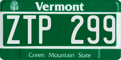 VT license plate ZTP299