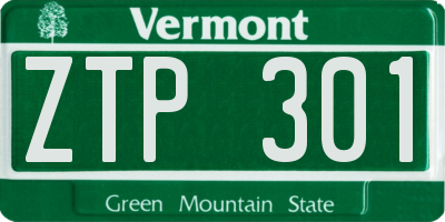 VT license plate ZTP301
