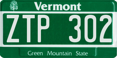 VT license plate ZTP302