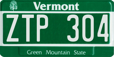 VT license plate ZTP304
