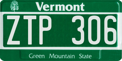 VT license plate ZTP306