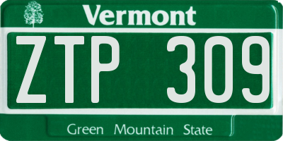 VT license plate ZTP309