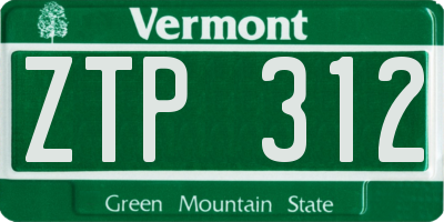 VT license plate ZTP312