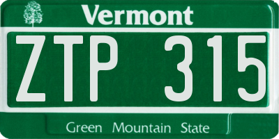 VT license plate ZTP315