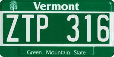 VT license plate ZTP316