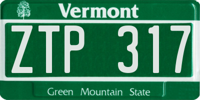 VT license plate ZTP317