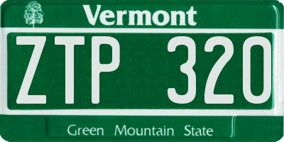 VT license plate ZTP320