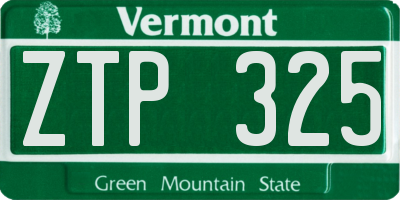 VT license plate ZTP325