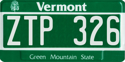 VT license plate ZTP326