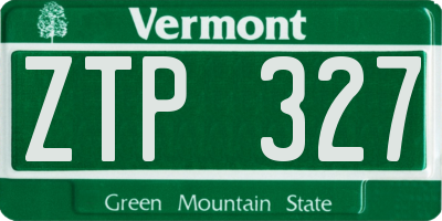 VT license plate ZTP327