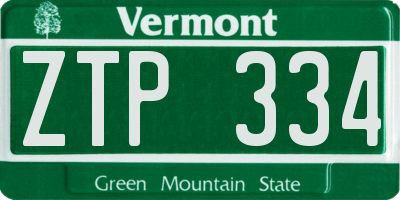 VT license plate ZTP334