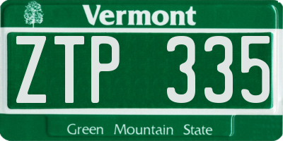 VT license plate ZTP335
