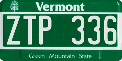 VT license plate ZTP336