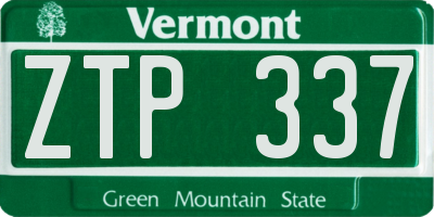 VT license plate ZTP337