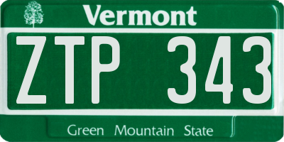 VT license plate ZTP343