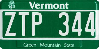VT license plate ZTP344