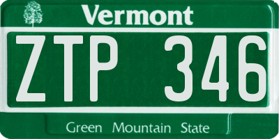VT license plate ZTP346
