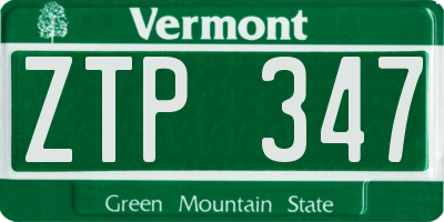 VT license plate ZTP347