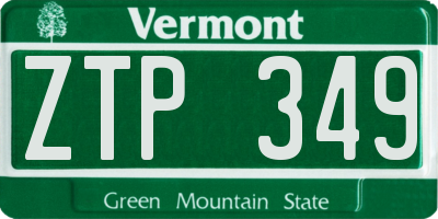 VT license plate ZTP349