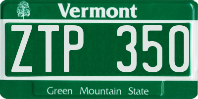 VT license plate ZTP350