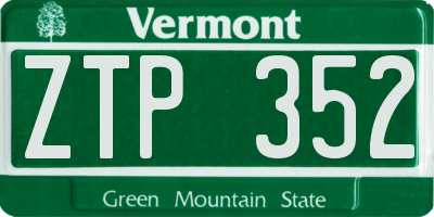 VT license plate ZTP352