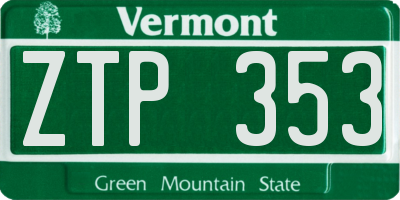 VT license plate ZTP353