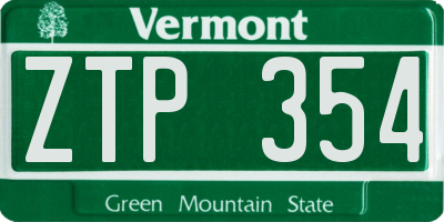 VT license plate ZTP354