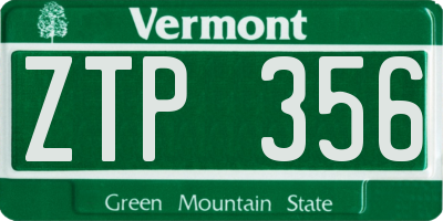 VT license plate ZTP356