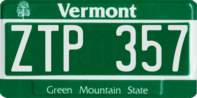 VT license plate ZTP357