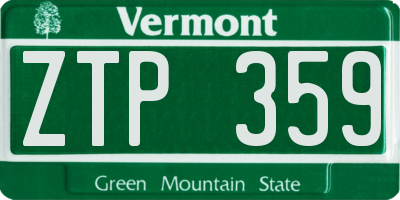 VT license plate ZTP359