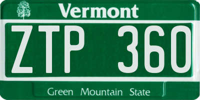 VT license plate ZTP360