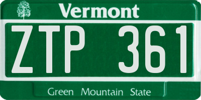 VT license plate ZTP361