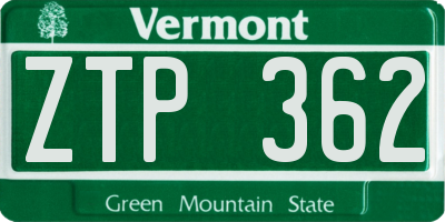 VT license plate ZTP362
