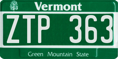VT license plate ZTP363
