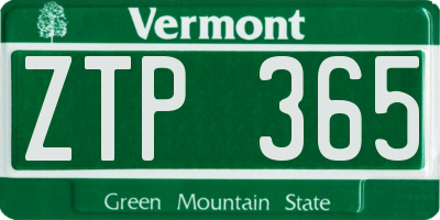VT license plate ZTP365