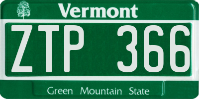 VT license plate ZTP366