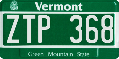 VT license plate ZTP368