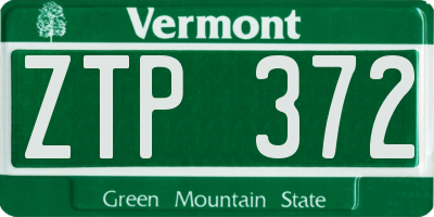 VT license plate ZTP372