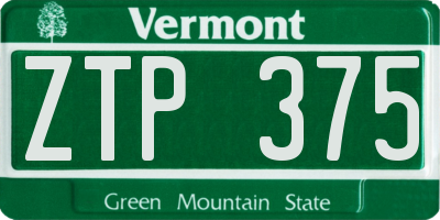 VT license plate ZTP375